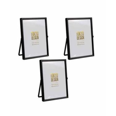 Imagem de Kit 3 Porta Retrato em Metal e Vidro para Foto 10x15 Preto - Tokyo Des