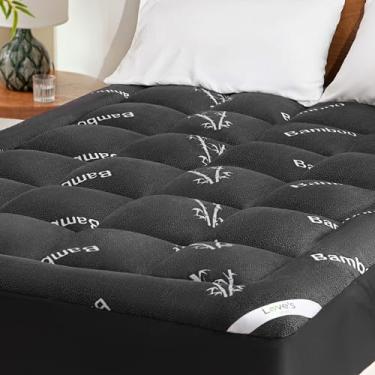 Imagem de Love's cabin Topper de colchão King Size, raiom derivado de bambu, preto