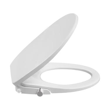 Imagem de Assento sanitário bidê para vaso sanitário alongado, acessório de bidê de água fria não elétrico PP com bico de pulverização autolimpante, capa de assento de vaso sanitário higiênica para mulheres