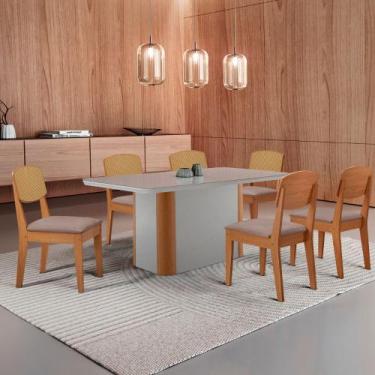 Imagem de Mesa de Jantar Isadora 180cm Tampo MDF Vidro com 6 Cadeiras Copper Pre
