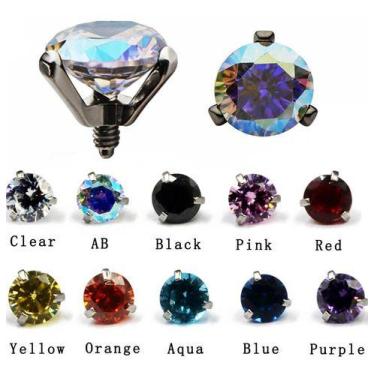 Imagem de Piercing Microdermal Topo Zirconia Pedra 4mm Aço Colorido - - De Castr