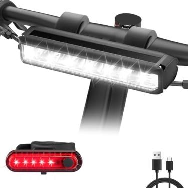 Imagem de Mooyude Luz de bicicleta super brilhante de alta luminosidade para andar à noite, farol de bicicleta recarregável por USB, farol de bicicleta à prova d'água e lanterna traseira, ciclismo off-road MTB
