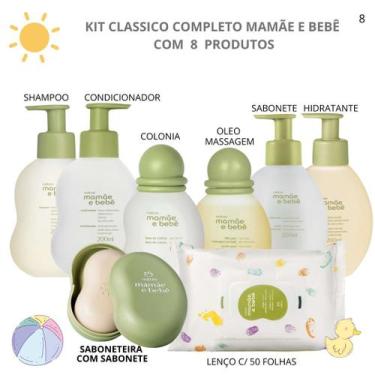 Imagem de Kit Mamãe e Bebê Higiene e Cuidado com saboneteira (8 produtos) - Natu