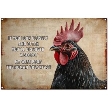 Imagem de Placa de lata de galo vintage original | If You Closely and Often You'll Discover A Secret | Decoração de arte de parede de metal rústico para cozinha, fazenda, bar e pub | Pôster impresso ideia de