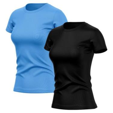 Imagem de Kit 2 Camisetas Feminina Dry Fit Básica Lisa Proteção Solar UV Térmica