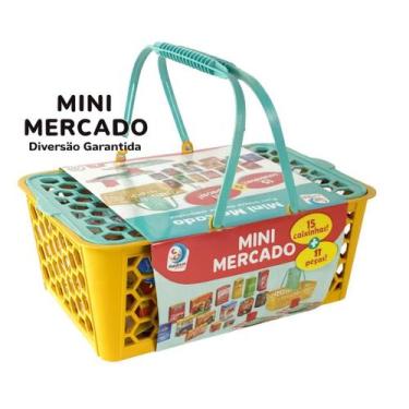 Imagem de Cesta Mini Mercado 25 Peças  Brinquedo Educativo Infantil de Comprinha