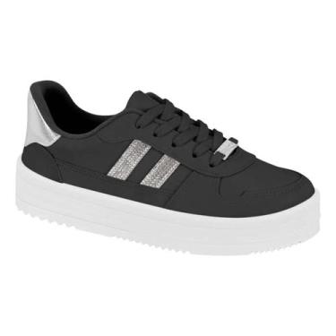 Imagem de Moleca Tênis Napa Floather Preto Prata Conforto, Preto, Prata, 38