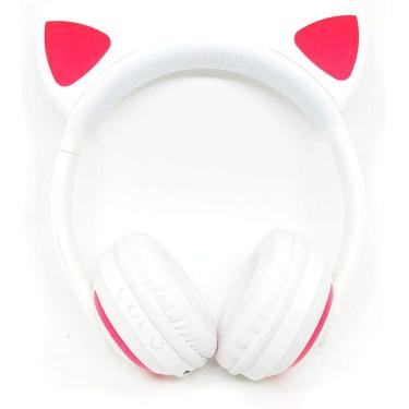 Imagem de Fone Bluetooth com Orelhas de Gato e Iluminação LED Fone Sem Fio de Gatinho  BRANCO