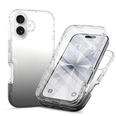 Imagem de Capa transparente de proteção total de 360° com protetor de tela integrado para iPhone 17, capa fina de TPU e PC, bordas elevadas, aderência antiderrapante, design de camada dupla à prova de choque