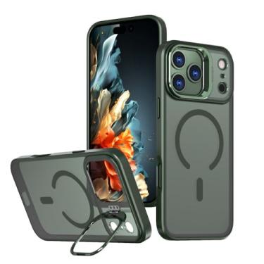 Imagem de LYJSMGZ Capa magnética para iPhone 17Pro Max/17/17Pro/17Air, proteção de lente de câmera de metal com suporte à prova de choque, capa antiderrapante anti-impressão digital, verde, 17Pro Max