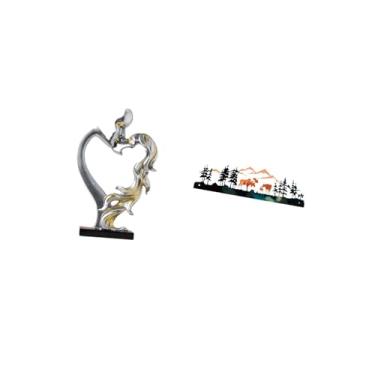 Imagem de Fenteer Estatueta Romântica de Casal de Veados, Escultura para Quarto, Casamento, Estante, Armário, Casa, Jardim, Cerca, área Externa, Interna, Decora