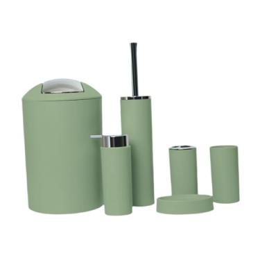 Imagem de IEUDNS Conjunto de 6 acessórios para banheiro, saboneteira, dispensador prático de sabonete, suprimentos para banheiro, Morandi Green