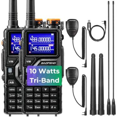 Imagem de BAOFENG Rádio Portátil K5Plus Tri-Band, Walkie Talkie De Longo Alcance De 10 W, Uhf Vhf, 1,25 M, Rádio Bidirecional Com Banda Aérea Noaa, Bateria De 2500 Mah + Porta Usb-C, Microfone Com Alto-Falant