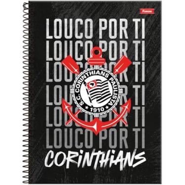 Imagem de Kit de Cadernos Brochura, Foroni, 1/4, Capa Dura, Corinthians, 80 Folhas, Pacote com 5