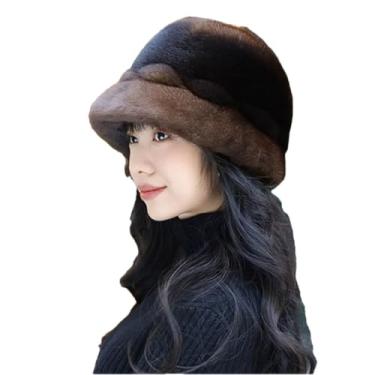 Imagem de Chapéu feminino elegante de pelúcia quente chapéu coreano casual chapéu de pescador espesso inverno marrom GG