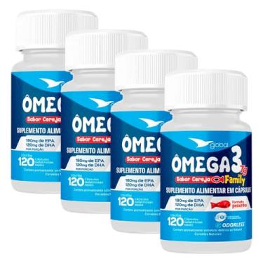 Imagem de Kit 4 Ômega 3 Peixinho 18 EPA 12 DHA Family Global Suplementos 120 Cápsulas
