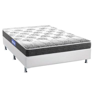 Imagem de Cama Box Casal: Colchão Espuma Probel Guarda Costas Resistente + Base Crc Courano White(138X188)