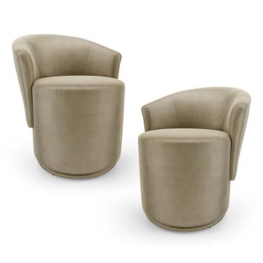 Imagem de Kit 02 Poltronas Orgânicas Living Mavi Fixa Veludo Bege - Desk Design