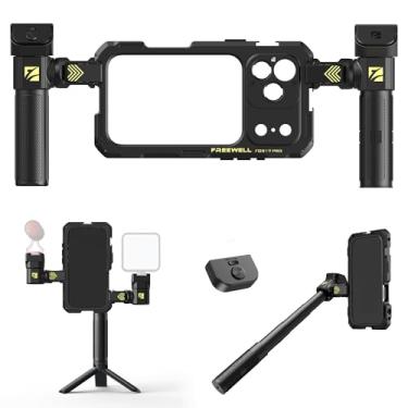 Imagem de Freewell Genius Rig Cage para iPhone 17 Pro - Configuração sem ferramentas, tripé multifuncional e alças de monopé, controle remoto Bluetooth