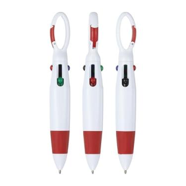 Imagem de PATIKIL Canetas de transporte retráteis com clipe de fivela, 3 peças, 1,0 mm, 4 cores, canetas esferográficas retráteis, chaveiro para material de escritório, presente infantil, vermelho