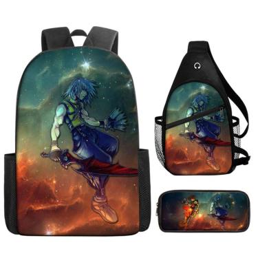 Imagem de Conjunto de mochilas Kingdoms Hearts Anime School 3 unidades/lote