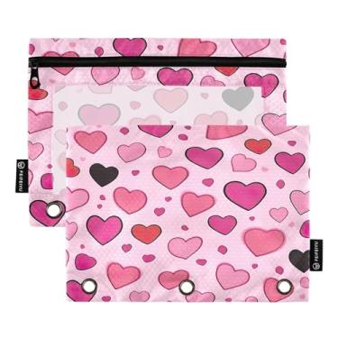 Imagem de Wassud Pacote com 2 pastas fofas em formato de coração, pastas de bolso com 3 furos, organizador de fichários para casa, escritório