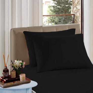 Imagem de Lençol De Elástico Solteiro Malha Liso Vivaldi 100% Algodão Preto