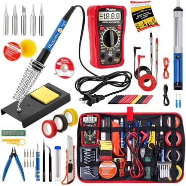 Imagem de Soldering Iron Kit - Soldering Iron 60 W Adjustable Temperature, Digital Multimeter, Wire Cutter, Stand,Soldering Iron Tip Set, Desoldering Pump, Solder Wick, Tweezers, Rosin, Wire - [110 V, US Plug]