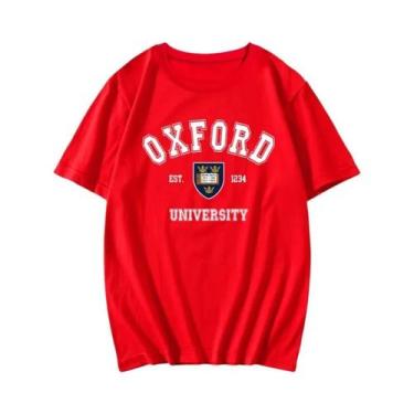 Imagem de Camiseta Unissex Estampada Da Universidade De Oxford, Verão, Manga Cur
