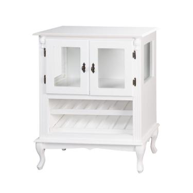 Imagem de Adega Colonial De Madeira Com 2 Portas Para Até 12 Garrafas Com Pés Luiz Xv - Branco Laca