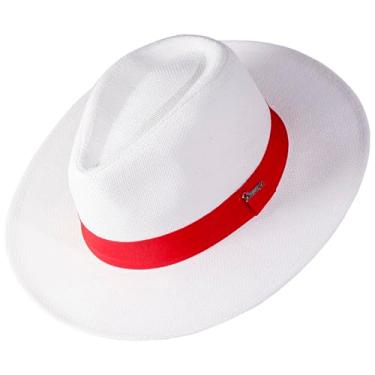 Imagem de Chapéu Zé Pilintra Pelintra Malandro Carioca Panamá Branco Com Fita Vermelha Umbanda Candomblé Adulto Unissex
