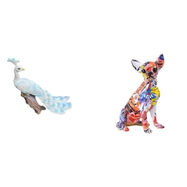 Imagem de Whtkoph Escultura de Cachorro, Figura Decorativa para Jardim, Artesanato, Estátua Multicolorida, Colecionável, Realista, para Casa, Pátio E Sala de Estar.