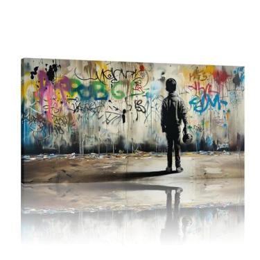Imagem de Obra de arte grande, mural de arte de parede de grafite, pôster de graffiti Banksy, impressão de grafite, arte de grafite para paredes - (40 x 80 cm) 16 x 32 polegadas sem moldura