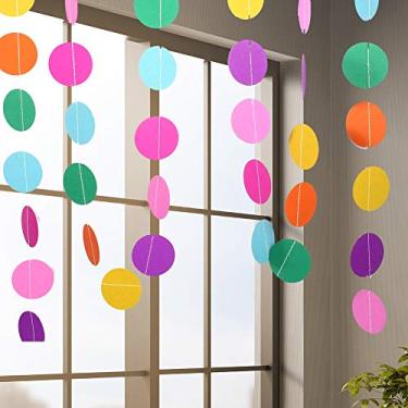 Imagem de Decoração de Cadeia com Pontos Circulares Papel 4M Comprimento para Festa Guirlanda Casamento Aniversário Sala Quarto Infantil Parede Janela Mantel e