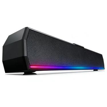 Imagem de Kunodi Alto-falantes USB para monitor de mesa, alto-falantes de PC com som estéreo, modos de luz RGB, Plug & Play, alimentado por USB C para computador, laptop, monitor, tablet, trabalho