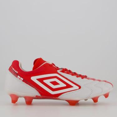 Imagem de Chuteira Umbro Adamant Master Class Pro England Campo Branca e Vermelha