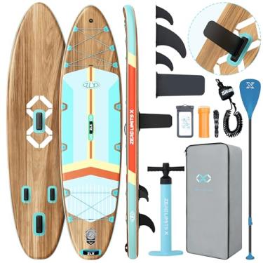 Imagem de ZLX Prancha De Stand Up Paddle Inflável Para Adultos E Jovens, Sup Super Largo 11'6 X 35" Com Barbatana Equilíbrio Patenteada, Deck Antiderrapante, Bomba Manual, Bolsa Transporte Remo Ajustável, Tod
