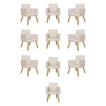 Imagem de Kit 10 Poltronas Nina Decorativa Para Recepção Courino Bege