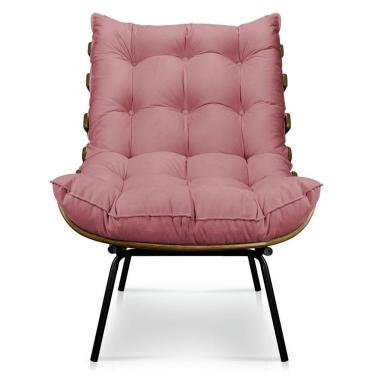 Imagem de Poltrona Decorativa Costela Sala E Escritório Veludo Rose