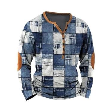 Imagem de Camisas Masculinas Vintage De Manga Longa Com Botões, Estilo Casual E 