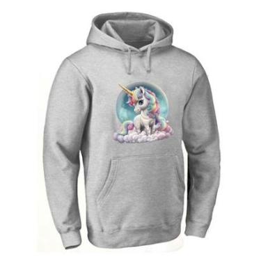 Imagem de Blusa de Frio Abrigo Moletom Quentinho Plus Size Feminino Estampa Unicornio Confortavel Macia-Feminino