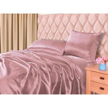 Imagem de Jogo De Lençol Seda Importada Para Cama Queen Toque Acetinado Extra Ma