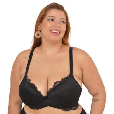 Imagem de Sutiã Renda Plus Size Reforçado Soutien Lingerie Com Aro e Bojo Corpo 