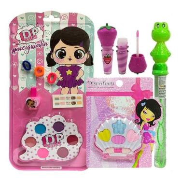 Imagem de Kit De Maquiagem Completo Infantil Batom Sombra Princesa - Dapop