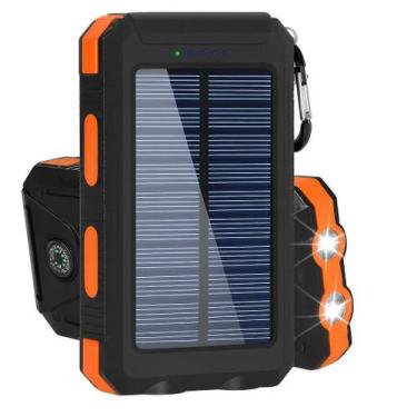 Imagem de Carregador Portátil Power Bank Solar Usb Laranja - Generico