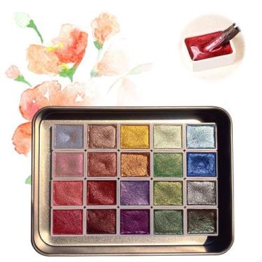 Imagem de Conjunto de Tintas Aquarela Metálicas Drkicsy 20 Cores