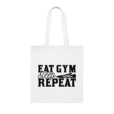 Imagem de Sacola Eat Gym Sleep Repeat, presente de academia, presente para amantes de academia, bolsa de ombro de academia, bolsas reutilizáveis para academia, ideia de presente de cesta de