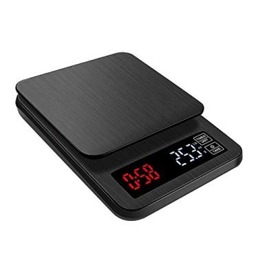 Imagem de balança de cozinha eletrônica, balança de cozinha balança de cozinha balança digital de café com cronômetro, carregamento USB, balança de cozinha com função de tara