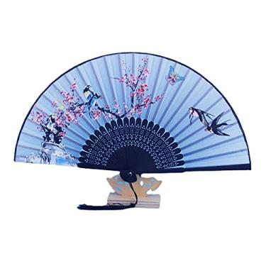 Imagem de XIALON 1 peça 21 cm ventilador dobrável estilo antigo borla feminina verão carregar dobrável antigo Hanfu pequeno ventilador de bambu