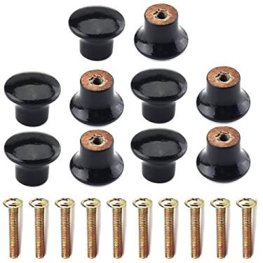 Imagem de Bettomshin 15 peças puxadores redondos de madeira 22 x 17,5 mm/0,87" x 0,69" (DxA) móveis de armário cozinha puxadores de verniz puxadores para gaveta de cômoda guarda-roupa material de madeira maciça